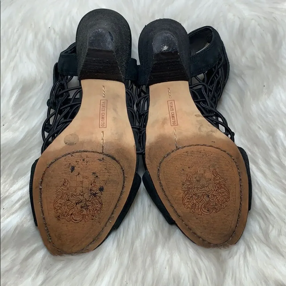 Vince Camuto Esray Black Suede Sandals Sz‎ 7
